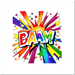 Retro Radiance - 'Bam!' Rainbow Blast Tee Posters and Art